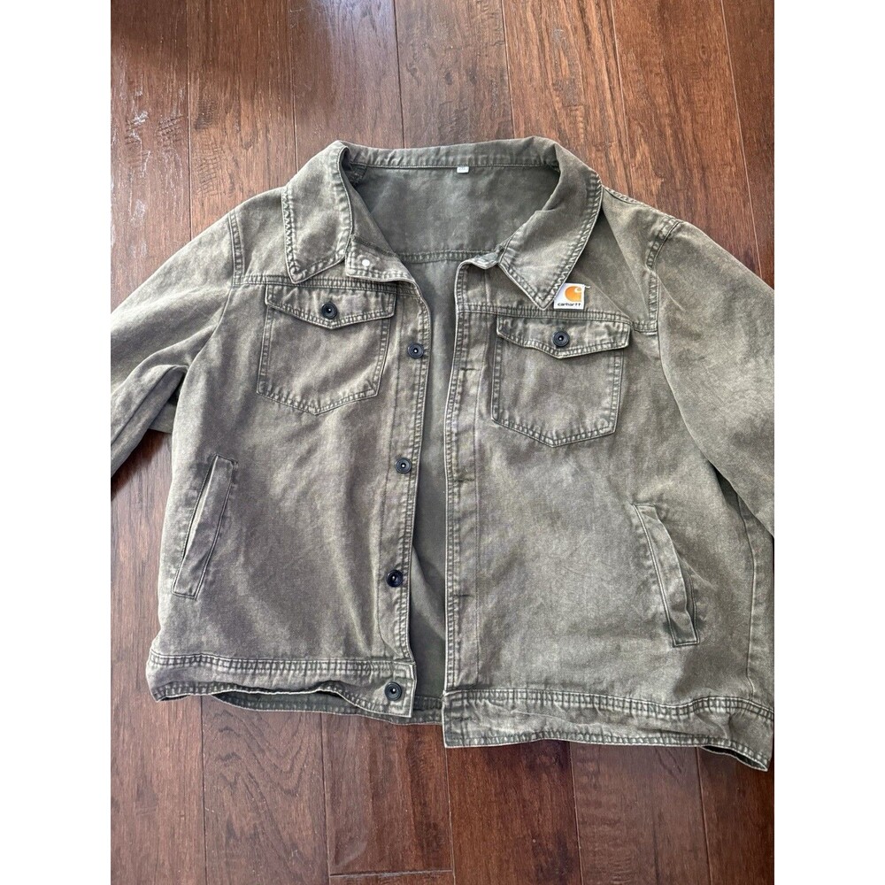 Moss Green Trucker Lightweight Jean Jacket Button Front Cotton Canvas 2XL New